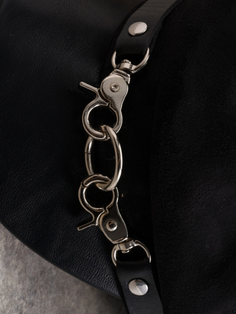 Gothic Buckles Black Design Beret Hat
