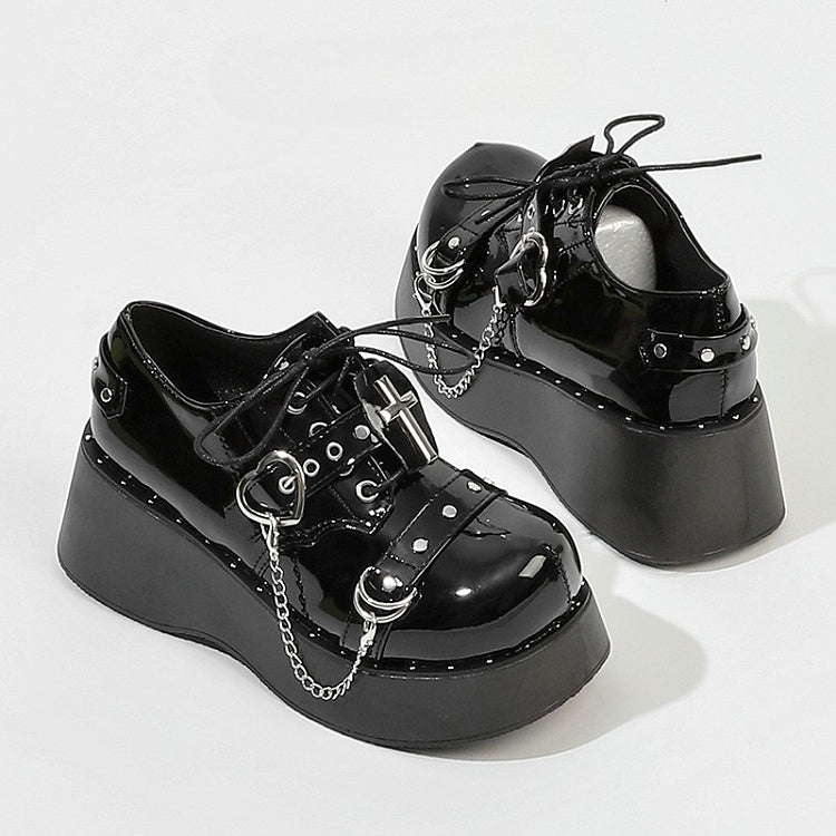 - Platform Cross Shoes Gothic Decor Black