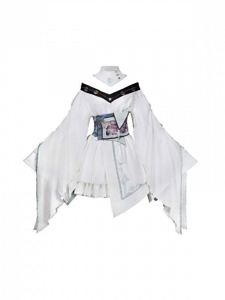 Dragon Valley Bell Sleeve Lolita OP Dress with Collar Accessory & Corset - Unknown Star