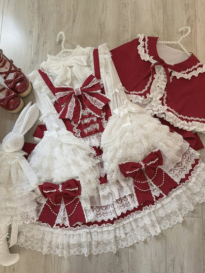 Schleifenrock Lolita Kleid Hanayome Rote Dekoration Große Stufen
