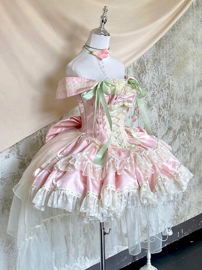 and Theme Fairy Pink Kei Corset Dress Tulip Green