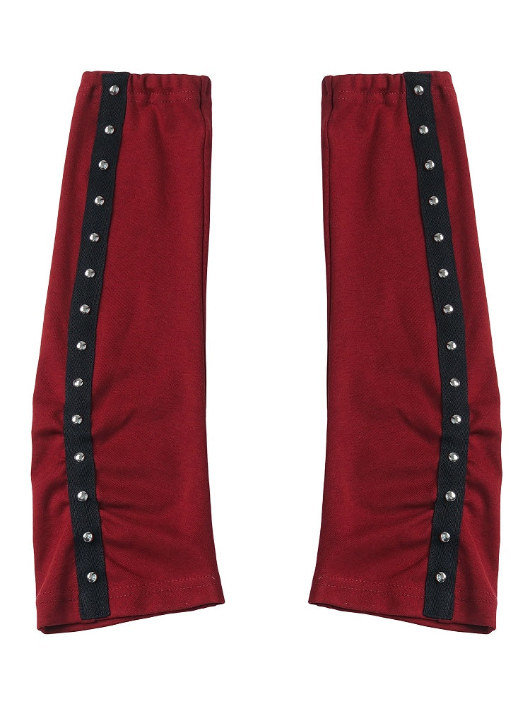 Black and Red Arm Warmers with Rivet Details - PINK SAVIOR