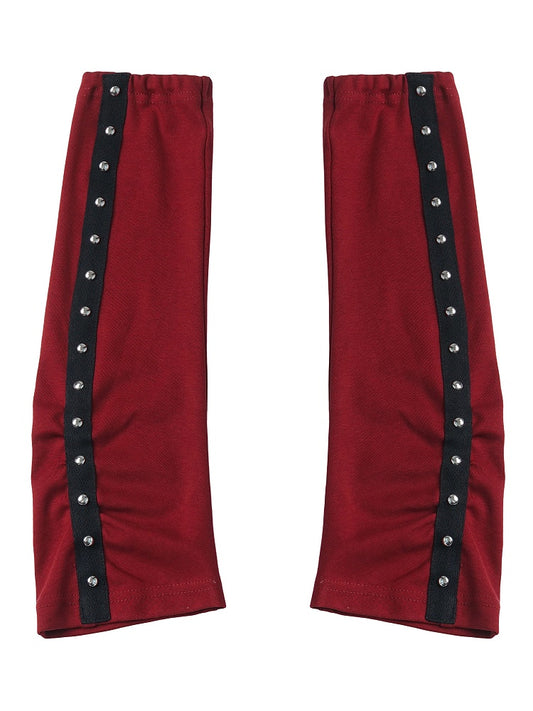 Black and Red Arm Warmers with Rivet Details - PINK SAVIOR