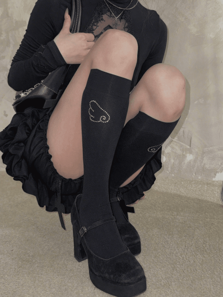 Pattern Shimmering Wings Stockings Length White/Black 40/55CM Options