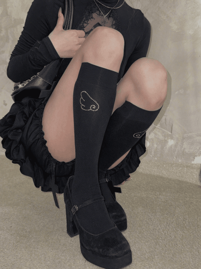 Pattern Shimmering Wings Stockings Length White/Black 40/55CM Options