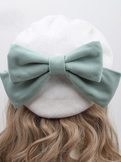 Lolita With Detachable White 10 Color Beret Options Bowknot