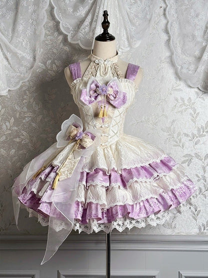 Lila Blau Kleid Accessoire Schleife Rosa Groß /