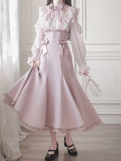 Trim Jirai - Rhinestone Elegant Accent Pink Kei Lace Tie Style Light and Sparkling Bow