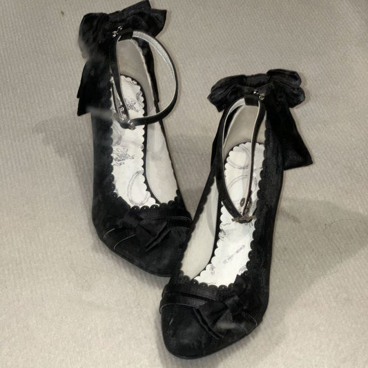 Lolita Satin Stiletto Heels with Bow – Princess Birthday Party Pumps | ShanguangMengjing