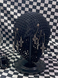 Charm Black Beanie Details Pin Y2K Design Cross Fishnet