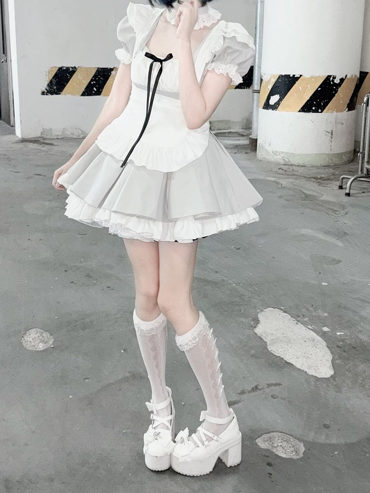 Jirai Box Graue Plissee-Kei-Uniform: Dienstmädchenrock