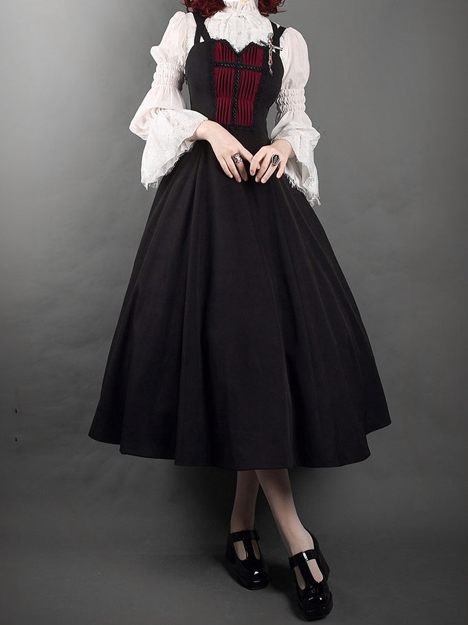 White Ruffled High Neck Gothic Long Sleeves Shirt