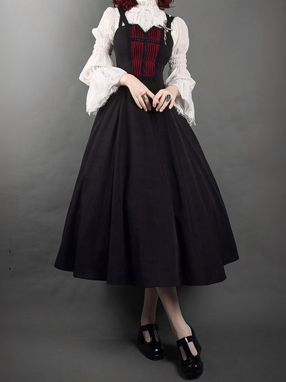 White Ruffled High Neck Gothic Long Sleeves Shirt