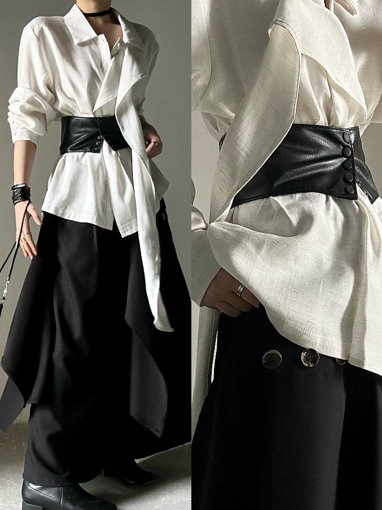 with Lolita PU Snap Ouji Corset Black Buttons Belt