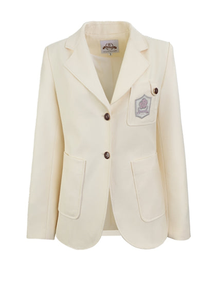 Stil Kragen Beige/Lila/Pink Uniform JK Blazer Preppy Notched