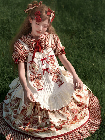 Tomatoes Apron Beige Print Lolita Tinned