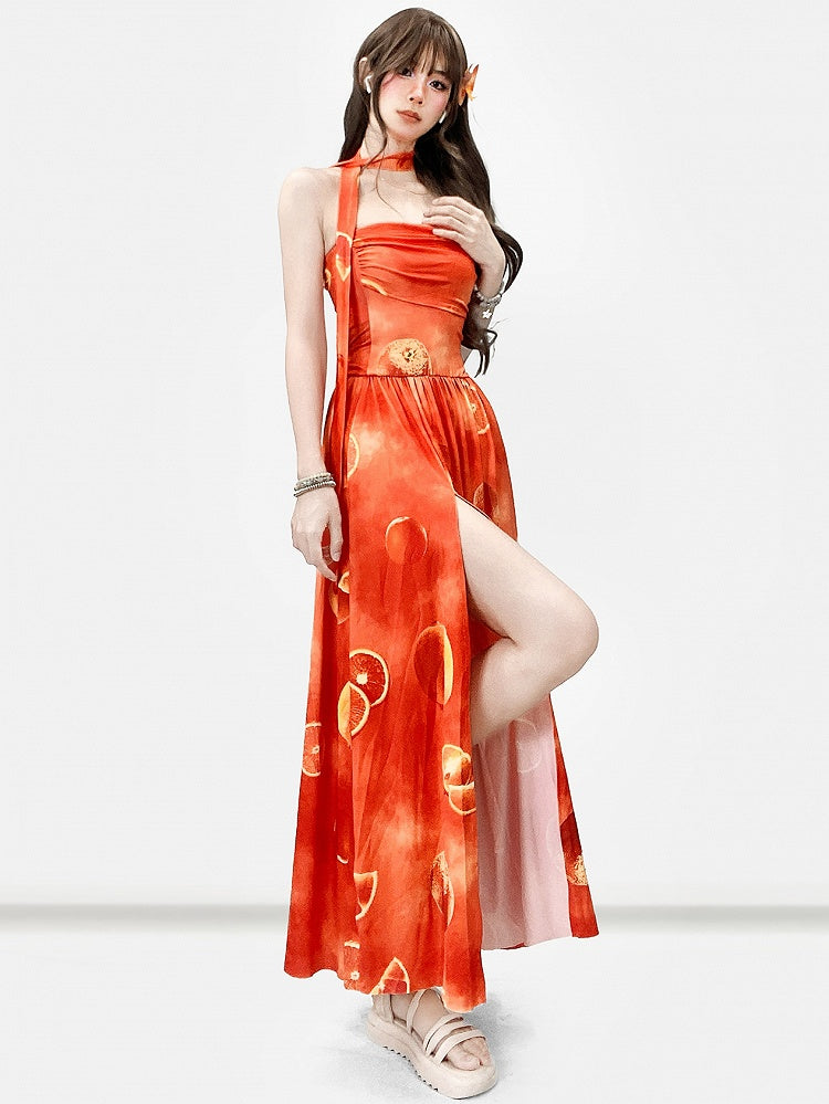 Holiday Orange Tube Sacrrum Kleid mit