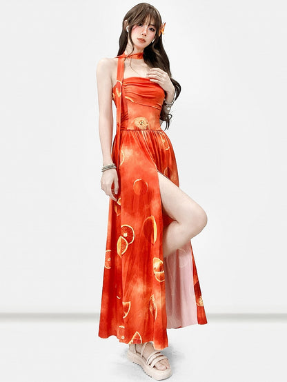 Holiday Orange Tube Sacrrum Kleid mit