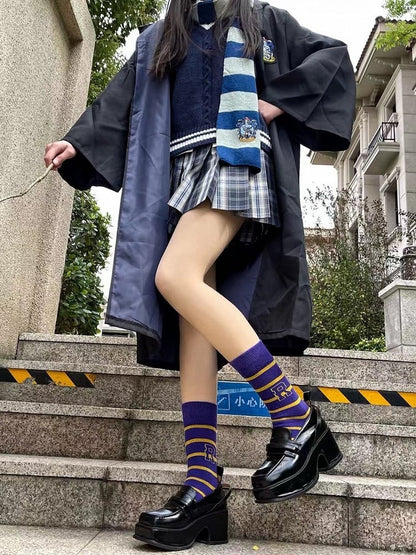 Retro Pattern 4 Socks Striped Colors Calf