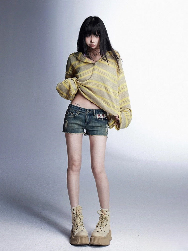 Loose Protection Gelb/Schwarzes Sonnentop mit Kapuze