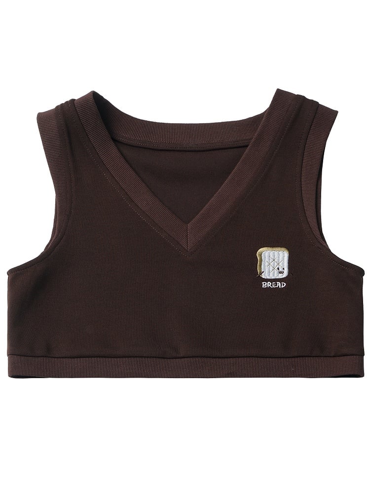 Brown Toast Stitch Vest - PINK SAVIOR