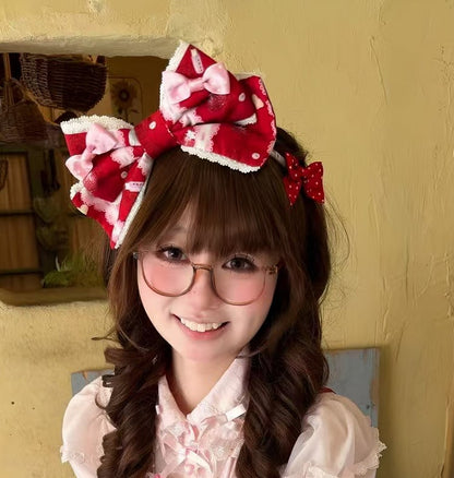 Rose / Cream / Crimson Lolita Bow Headband - Pastry Chef
