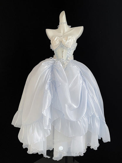 ブルーのロングドローストリングアンダースカート