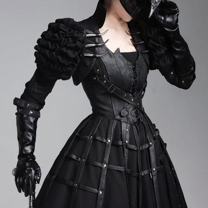 Black Collared Cropped Jacket with Spine Studs - FOXTROT