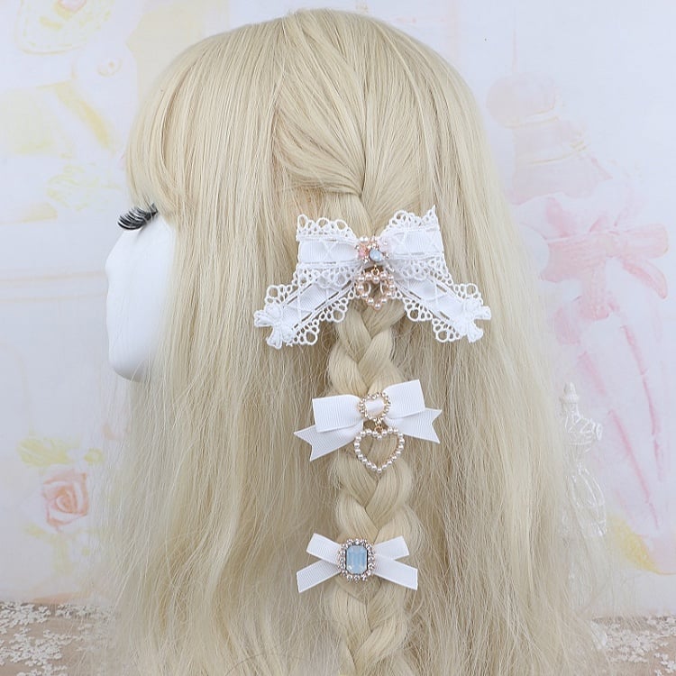 Options Jirai Hairclip with Kei 8 Decor Crown Color Bowknot Lace Rhinestone