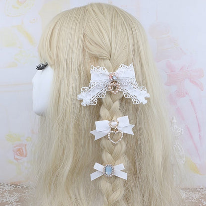 Options Jirai Hairclip with Kei 8 Decor Crown Color Bowknot Lace Rhinestone