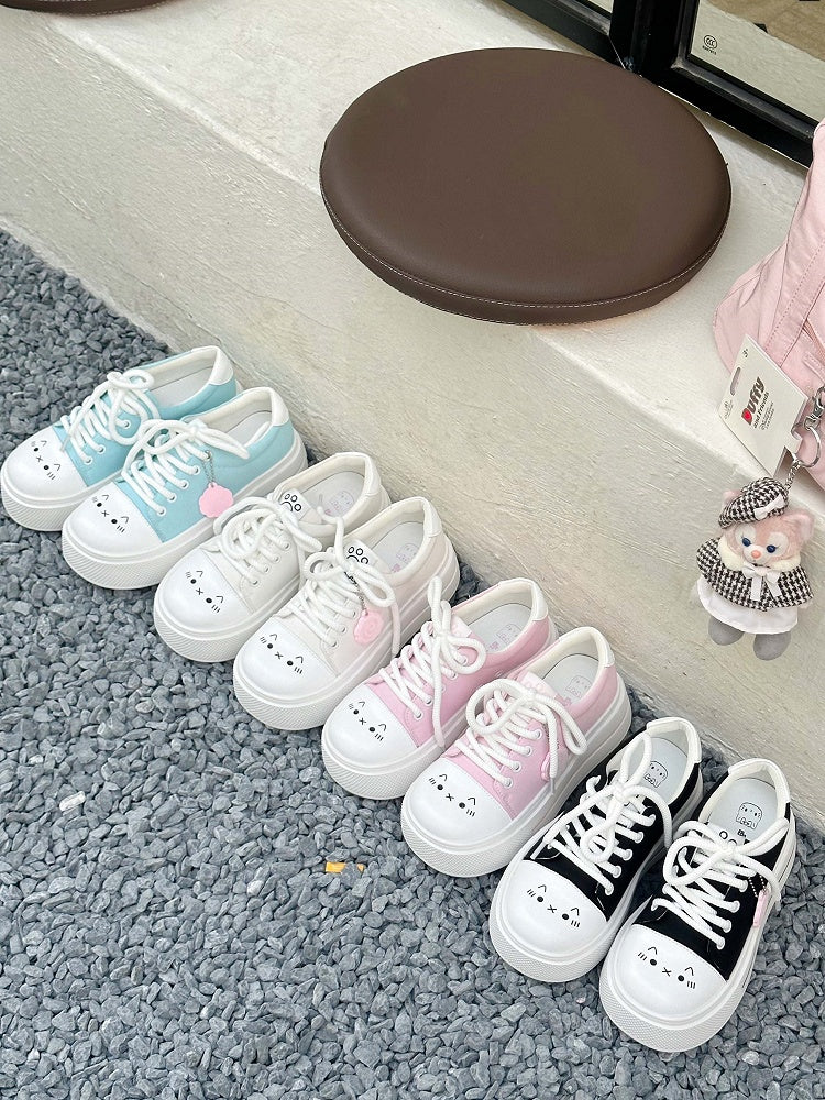 Sneakers-Removable Narutomaki ChainEmoticon Blue Lolita Sweet Platform Pattern