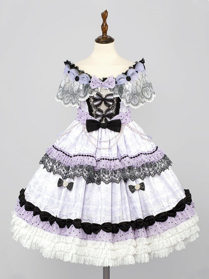 Purple with Pattern Dress Lolita Hime Heart Princess
