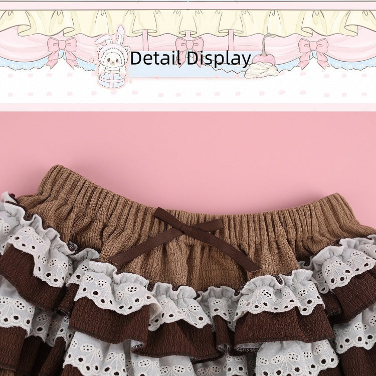 Coffee Tiered Ruffle Skirt with Built-In Shorts - serendipity