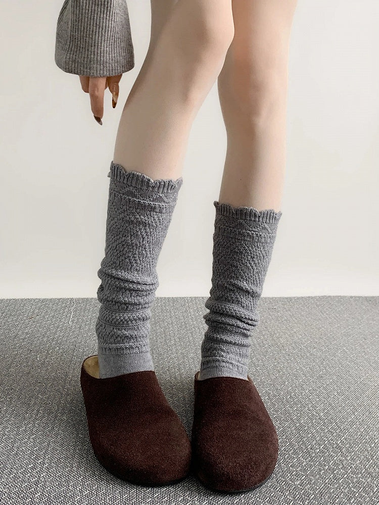 Calf Tie-Up Textured Colors) (4 Knit Socks