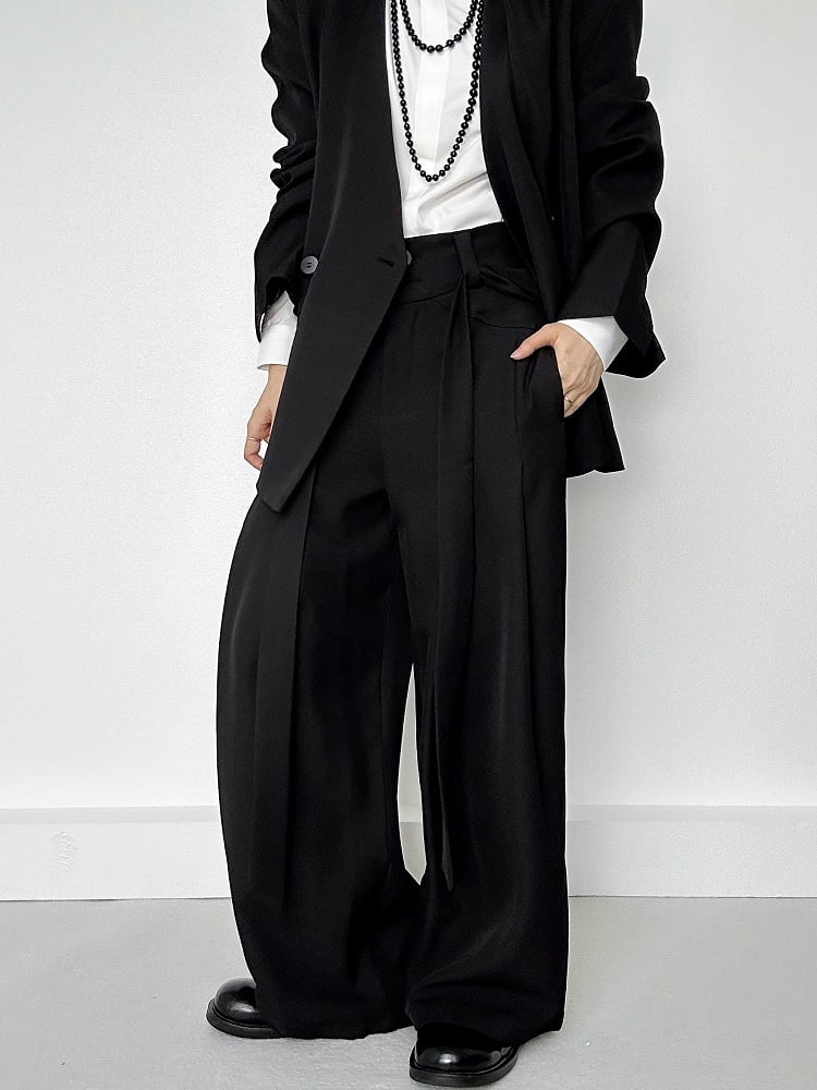 with Pants Belt Ouji Wide-leg Slant Black Loops Lolita Pockets