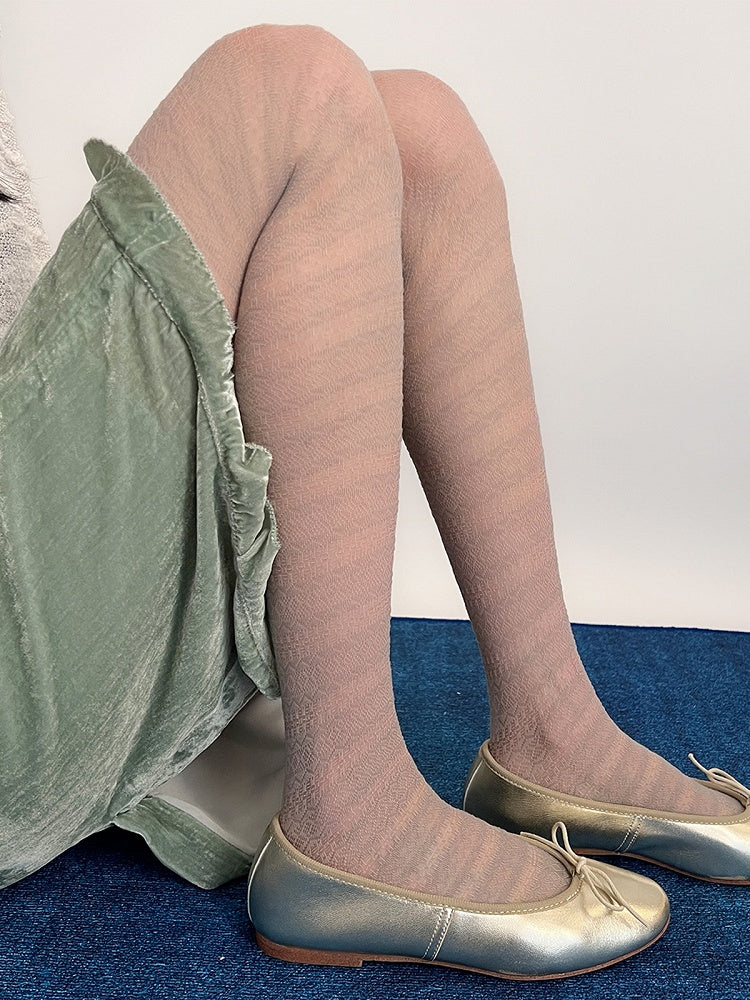Lace Sheer Knit Textured Pantyhose