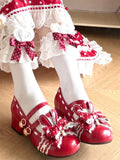 Janes Polka Red - Mid-heel PU Dot Top Bunny Bow Mary 4.2cm Sweet Charm