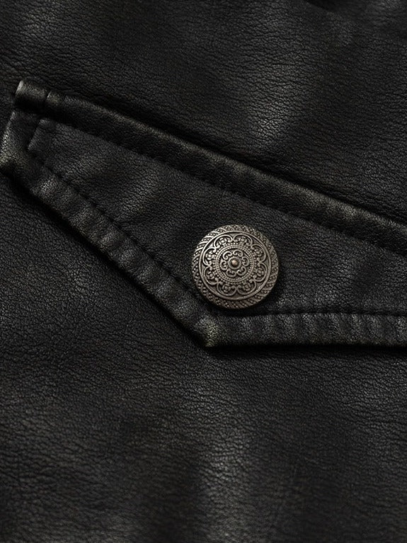 Black Faux Leather Shorts with Lace Trimmed Hems - NO ROMANCE