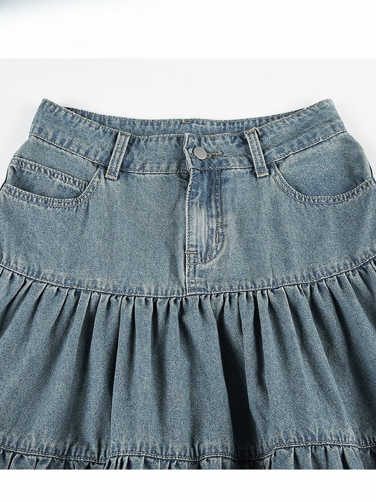 ブルーのかわいいスカート デイリーデニム