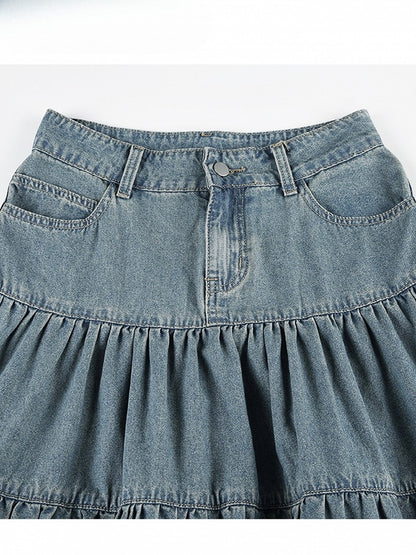 ブルーのかわいいスカート デイリーデニム