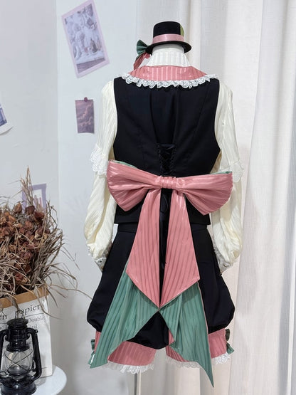 Circus Pink Waist Waistcoat Vibes Lolita Shorts Collar + High Black and Ouji Knickerbockers Blazer