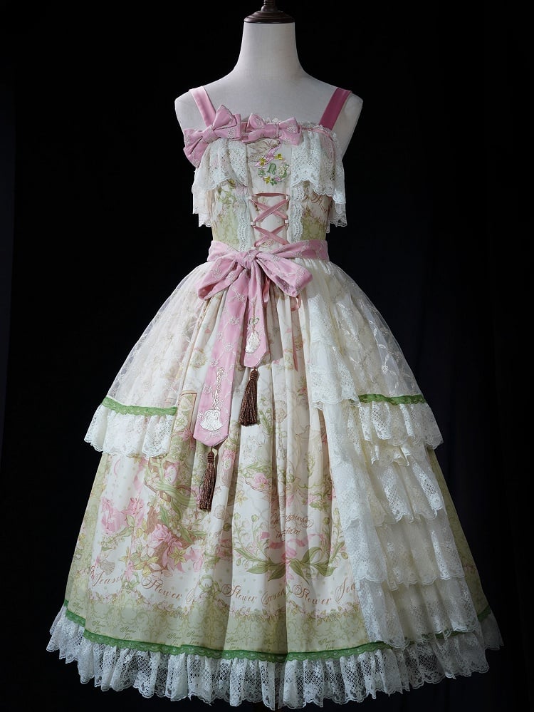 バレークラシックロリータ花柄リリープリントプラススカートジャンパーサイズ