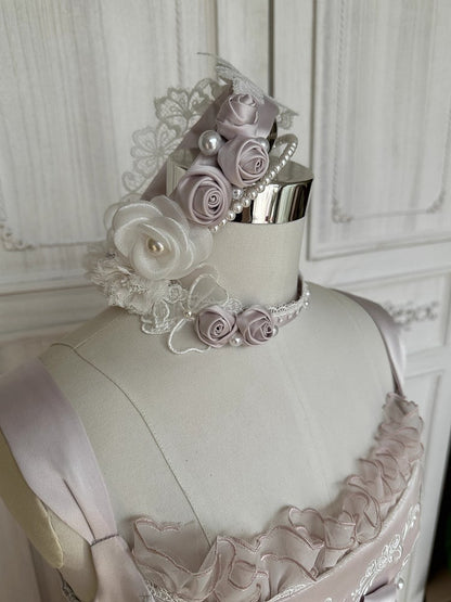 Rosette Light Pink Elegant Wedding Dress Hanayome Lolita JSK Full Set