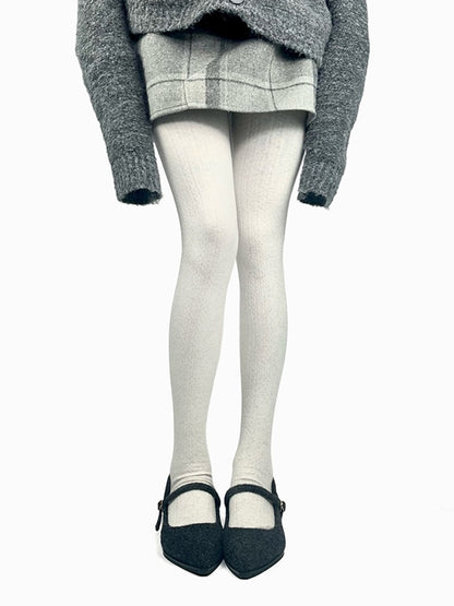 ブラウン/ダークグレー/ライトグレー/ホワイトのコットン製冬用タイツ