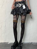 Strumpfhose Y2K Sternmuster Schwarz
