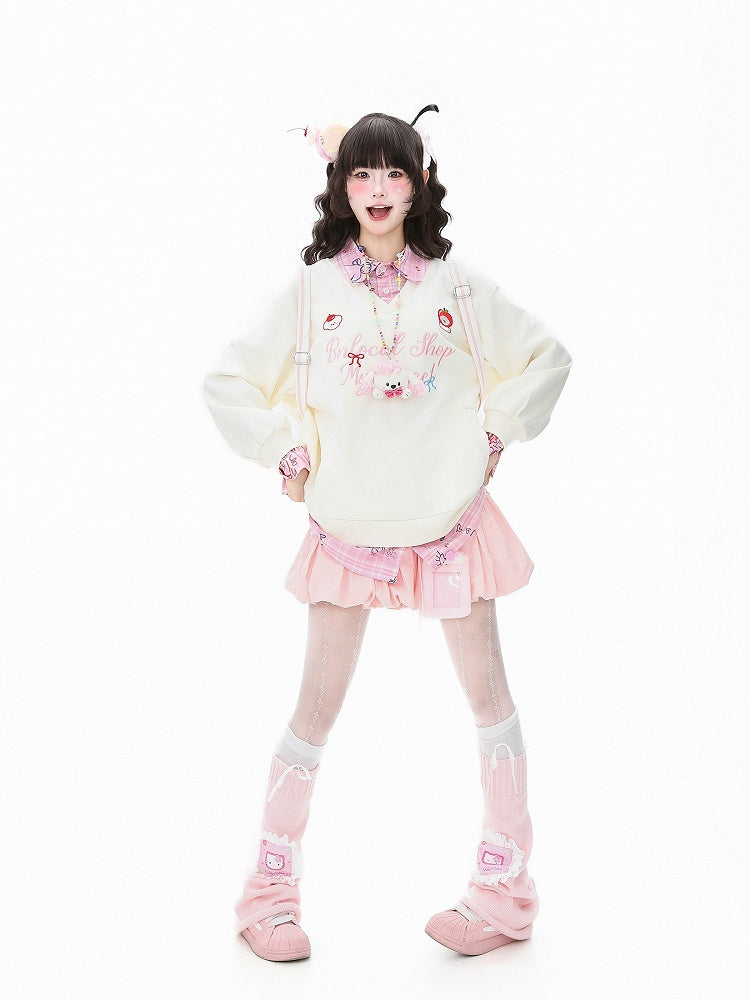 Design Blue/Pink Plaid Polo Two-Piece Faux Sweatshirt Collar