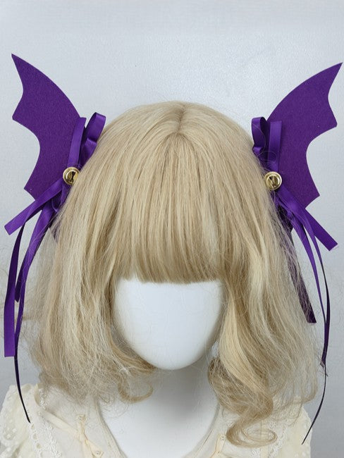 With Bell Bow of Options Demon A Ribbon Wings Halloween Hairclips 6 Pair