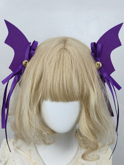 With Bell Bow of Options Demon A Ribbon Wings Halloween Hairclips 6 Pair