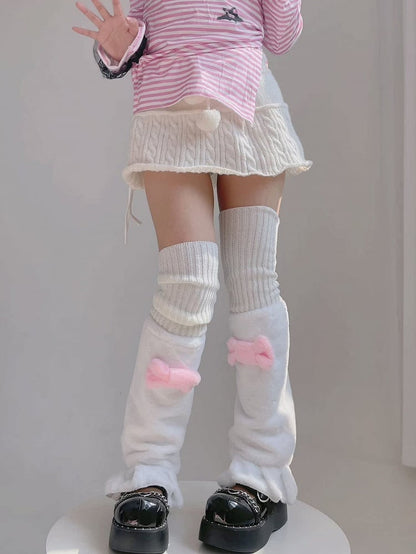 Fantasy (White Leg Inner + Fluffy Pink) Warmers Bow Warme...