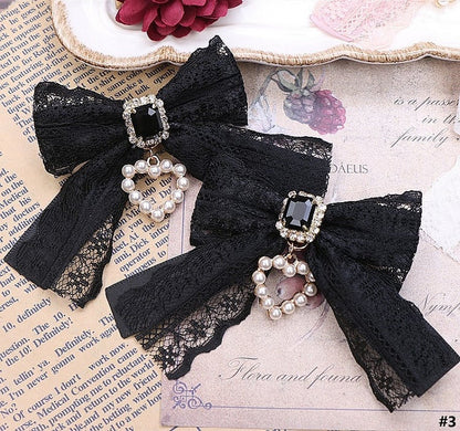 Lace 5 Color Options Heart Hairclip Bowknot Jirai Kei Charm